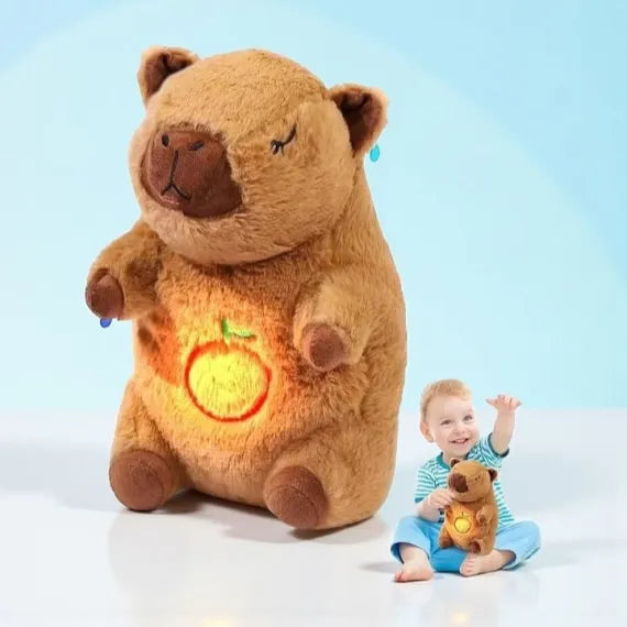 Capybara interactivă care respiră ,cu muzică -27 cm, jucărie pufoasă pentru somn liniștit