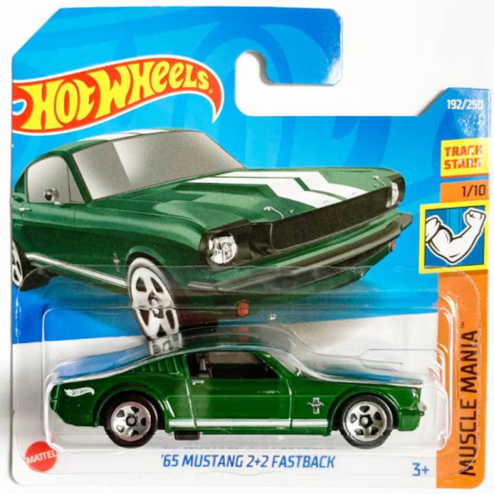 Masinuta metalica Hot Wheels, '65 Mustang 2+2 Fastback, Verde, 1:64 Mainline