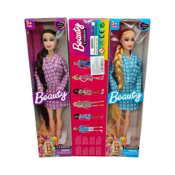 Păpușă Beauty Fashion cu păr lung împletit și costum elegant – Diverse modele